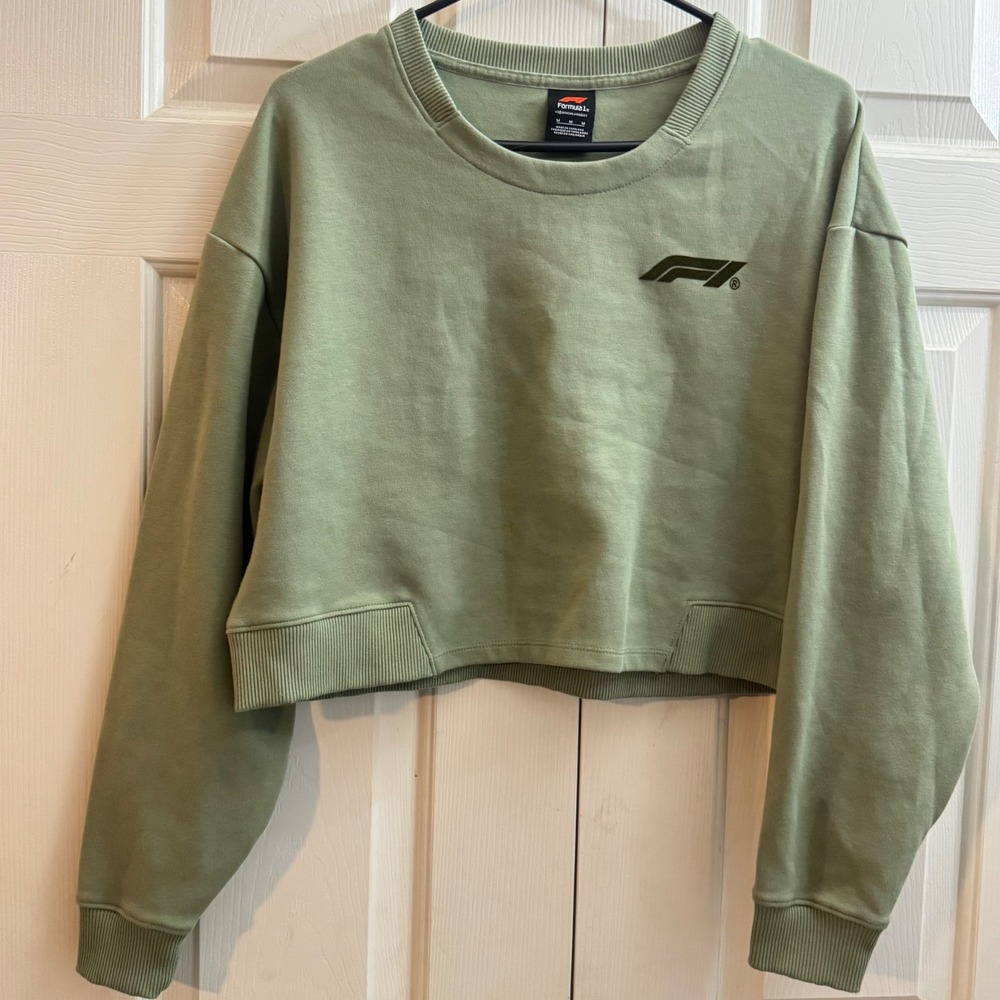 Formula 1 F1 Official Product Sage Green Cropped Sweatshirt Womens‎ Medium